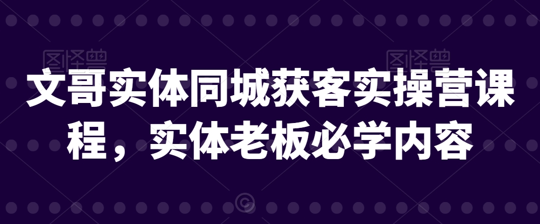 文哥实体同城获客实操营课程，实体老板必学内容-南青云资源库
