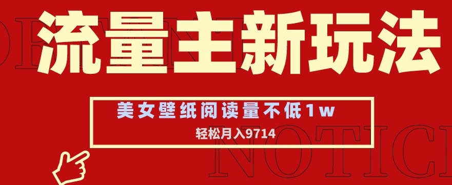 流量主新玩法，美女壁纸和头像，阅读量不低于1w，月入9741【揭秘】-南青云资源库