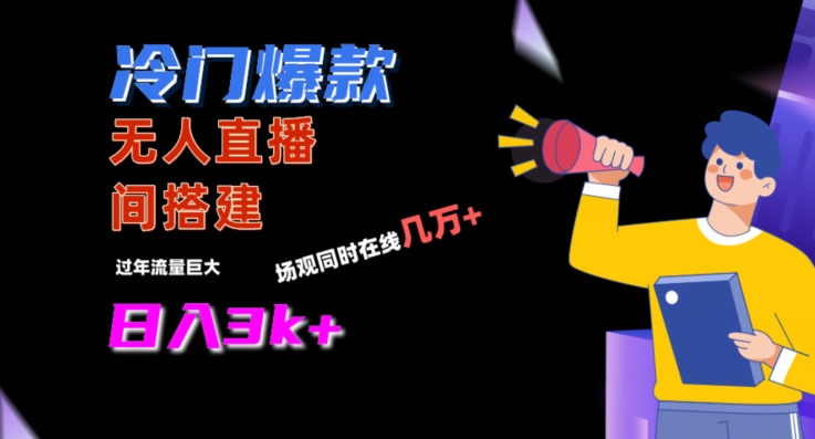 冷门爆款直播间手把手搭建，流量巨大，日入3k+【揭秘】-南青云资源库