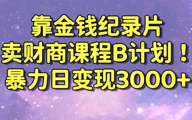 财经纪录片联合财商课程的变现策略，暴力日变现3000+，喂饭级别教学【揭秘】-南青云资源库