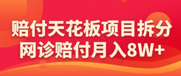 赔付天花板项目拆分，网诊赔付月入8W+-【仅揭秘】-南青云资源库