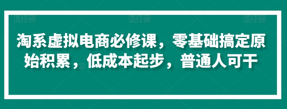 淘系虚拟电商必修课，零基础搞定原始积累，低成本起步，普通人可干-南青云资源库