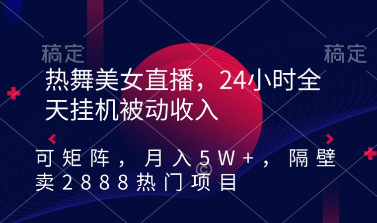 热舞美女直播，24小时全天挂机被动收入，可矩阵，月入5W+，隔壁卖2888热门项目【揭秘】-南青云资源库