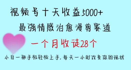 十天收益5000+，多平台捞金，视频号情感治愈漫剪，一个月收徒28个，小白一部手机轻松上手【揭秘】-南青云资源库