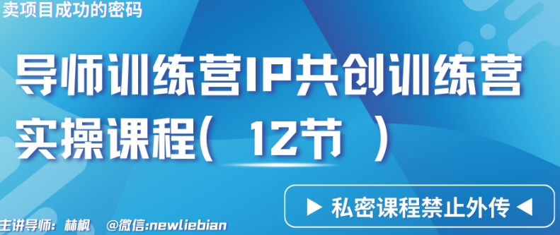 导师训练营3.0IP共创训练营私密实操课程（12节）-卖项目的密码成功秘诀【揭秘】-南青云资源库
