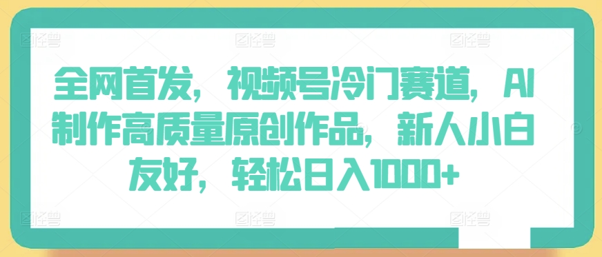 全网首发，视频号冷门赛道，AI制作高质量原创作品，新人小白友好，轻松日入1000+【揭秘】-南青云资源库