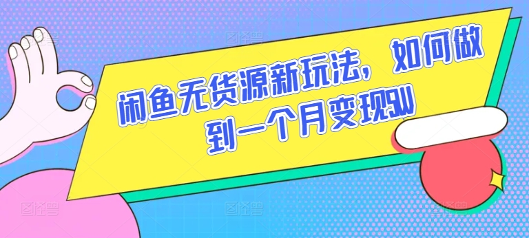 闲鱼无货源新玩法，如何做到一个月变现5W【揭秘】-南青云资源库