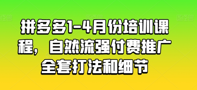 拼多多1-4月份培训课程，自然流强付费推广全套打法和细节-南青云资源库