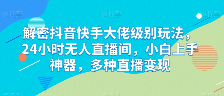 解密抖音快手大佬级别玩法，24小时无人直播间，小白上手神器，多种直播变现【揭秘】-南青云资源库