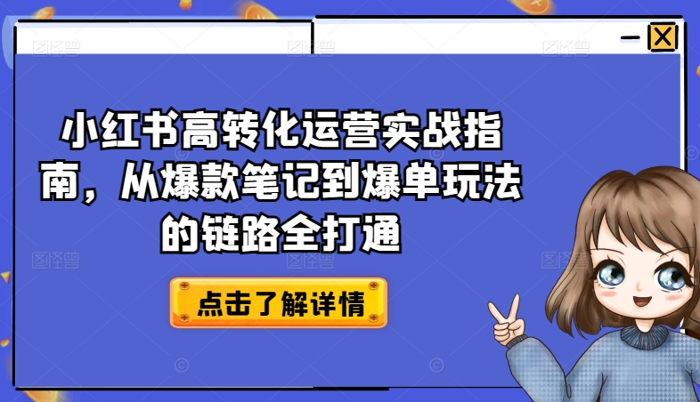 小红书高转化运营实战指南，从爆款笔记到爆单玩法的链路全打通-南青云资源库