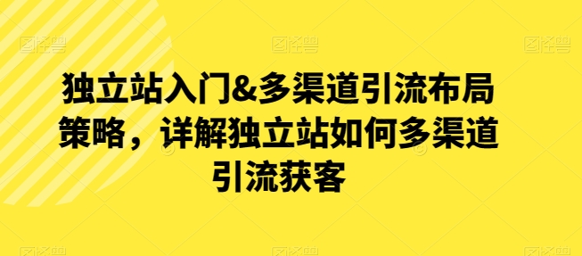 独立站入门&多渠道引流布局策略，详解独立站如何多渠道引流获客-南青云资源库