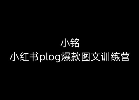 小铭-小红书plog爆款图文训练营，教你从0-1做小红书-南青云资源库