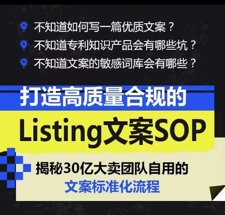 打造高质量合规的Listing文案SOP，掌握亚马逊文案工作的标准化-南青云资源库
