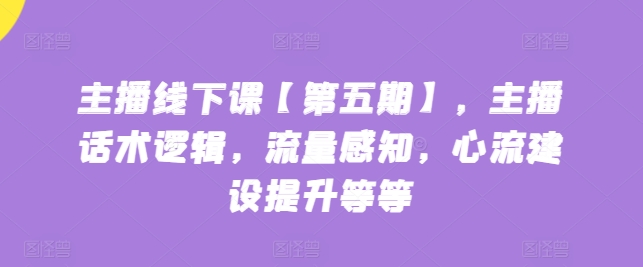 主播线下课【第五期】，主播话术逻辑，流量感知，心流建设提升等等-南青云资源库