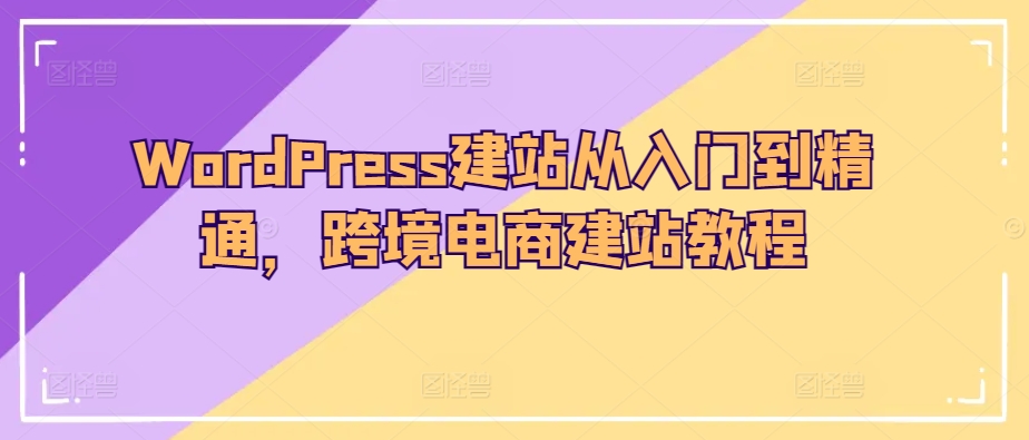 WordPress建站从入门到精通，跨境电商建站教程-南青云资源库