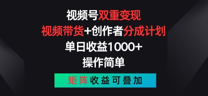 视频号双重变现，视频带货+创作者分成计划 , 操作简单，矩阵收益叠加【揭秘】-南青云资源库