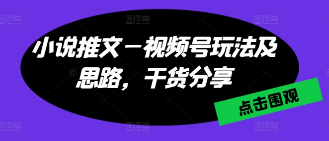 小说推文—视频号玩法及思路，干货分享-南青云资源库