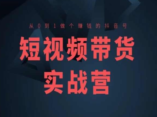 短视频带货实战营(高阶课)，从0到1做个赚钱的抖音号-南青云资源库